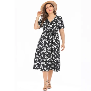 2020 metų Vasaros Bohemijos Paplūdimio Stiliaus Suknelė Moterims Atsitiktinis Plius Dydis 6XL 5XL 4XL Suknelės Office Lady Moterų Suknelės Motina Šalies K396
