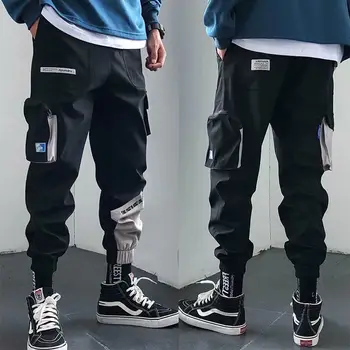 2020 Naujas Hip-hop Jogger vyriškos Juodos Haremo darbo drabužiai Multi-pocket Juostelės Vyras Sporto Kelnės Streetwear Atsitiktinis Vyriškos Laisvalaikio Kelnės