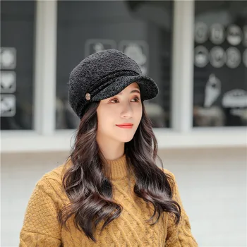 2020 Naujas Mados moterų Žiemos Trikotažo Beanie Šalikas Klevo Lapų Storas Pamušalas Plius Aksomo atsitiktinis skrybėlę Kietosios spalvos Minkštas Dangtelis variklio Dangčio