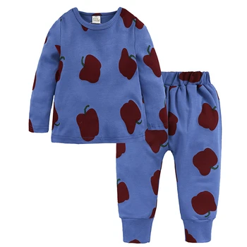 2020 naujas multi-vaisių pižama, dviejų dalių pižama metų amžiaus berniukai ir mergaitės 1~8, pavasarį ir rudenį medvilnės ilgomis rankovėmis mielas pižama