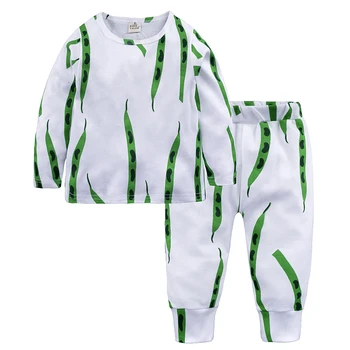 2020 naujas multi-vaisių pižama, dviejų dalių pižama metų amžiaus berniukai ir mergaitės 1~8, pavasarį ir rudenį medvilnės ilgomis rankovėmis mielas pižama