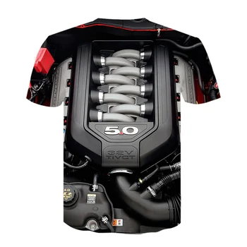 2020 Naujas Mustang Moteur V8 Variklis 3D Print T-Shirts Juokinga Automobilio Variklio Mašina Tshirts Mados Negabaritinių Marškinėliai Camisetas Viršūnės