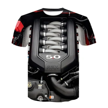 2020 Naujas Mustang Moteur V8 Variklis 3D Print T-Shirts Juokinga Automobilio Variklio Mašina Tshirts Mados Negabaritinių Marškinėliai Camisetas Viršūnės