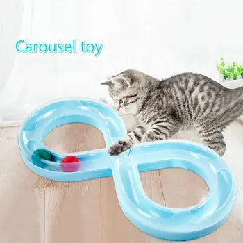 2020 Naujas vientisos Spalvos Katė Žaislas, 8 formos Bėgių Plastiko Žaislas Valcavimo Kamuolys Susiuvimo Juokinga Katė Žaislas Augintiniui Žaislas Naminių Reikmenys