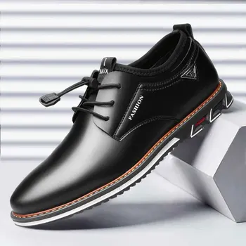 2020 Naujas Vyrų Batų Odos karvės odos Odos Bateliai Vyrai Patogus, Mažas-į viršų Britų Atsitiktinis Vieno Batai Odiniai Batai Oficialų Shoes7