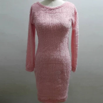 2020 Naujausias Rudens Moterų Suknelė Plius Dydis 3XL vientisos Spalvos ilgomis Rankovėmis Megztinis Purus Kee-ilgis Bodycon Suknelė Šiltų Drabužių