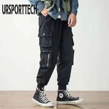 2020 Naują Atvykimo Sporto Hip-Hop Poilsiu Vyrų Krovinių Kelnės Kišenės Kelio Taktinis Atsitiktinis Techwear Vyriškos Kelnės Sweatpant Streetwear