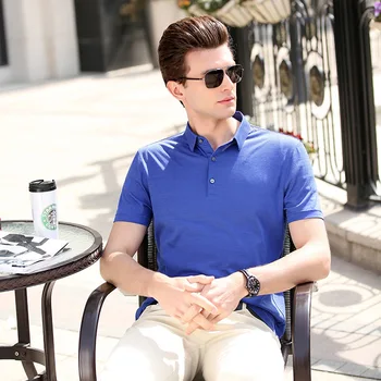 2020 naują atvykimo vasaros aukštos kokybės vyrai mulberry šilko Polo Marškinėliai vyrams, vyriški trumpomis Rankovėmis Verslo Atsitiktinis Vyrų Polo marškinėliai