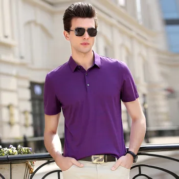 2020 naują atvykimo vasaros aukštos kokybės vyrai mulberry šilko Polo Marškinėliai vyrams, vyriški trumpomis Rankovėmis Verslo Atsitiktinis Vyrų Polo marškinėliai