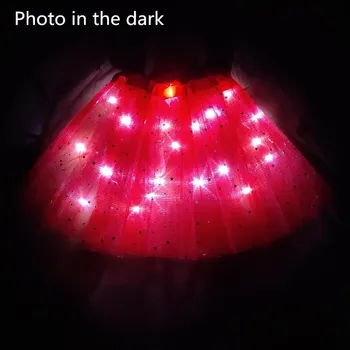 2020 naujųjų metų Šviesos diodų (LED) Mergina Vaikų Drabužių Star Tutu Sijonas Princesė Šalies Tutus Tiulio Pettiskirt Vaikų Baleto Šokių Gazas