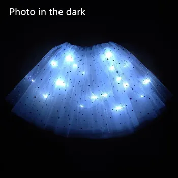 2020 naujųjų metų Šviesos diodų (LED) Mergina Vaikų Drabužių Star Tutu Sijonas Princesė Šalies Tutus Tiulio Pettiskirt Vaikų Baleto Šokių Gazas