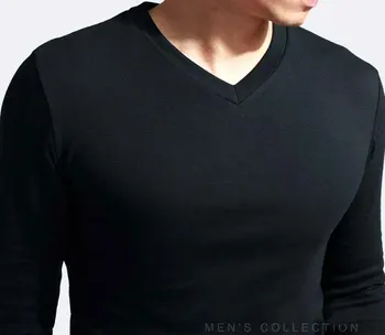 2021 Elastinga Vyrai T-Shirt V-Kaklo, Ilgomis Rankovėmis Vyrams Marškinėliai Vyrams Ir Medvilnės Lycra Marškinėliai Vyras Drabužių Marškinėlius Prekės Tees