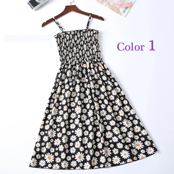 2021 Korėjos Vasaros Šifono Paplūdimio Gėlių Suknelė Sundress Maxi Ponios Dirželis Elegantiškas Suknelės Be Rankovių Moteriška Vestido Suknelė Drabužius
