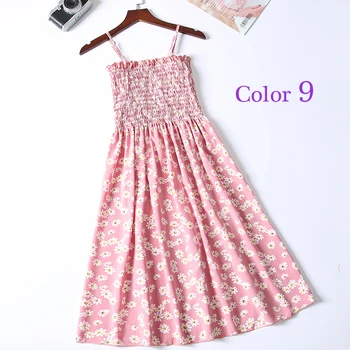 2021 Korėjos Vasaros Šifono Paplūdimio Gėlių Suknelė Sundress Maxi Ponios Dirželis Elegantiškas Suknelės Be Rankovių Moteriška Vestido Suknelė Drabužius