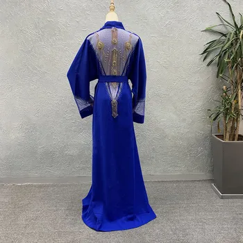 2021 Musulmonų Nėrinių Maxi Suknelė Abaja Siuvinėjimo Pearl Ilgas Mantijas Tunika Kimono Jubah Artimųjų Rytų Ramadanas Arabų Islamo Apranga