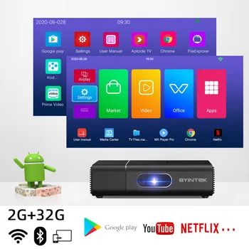 2021 Naujas BYINTEK U30 DLP Mini 3D Android Smart Wifi Beamer 300inch Nešiojamasis Projektorius Proyector Mobiliojo Telefono 4K Cinema