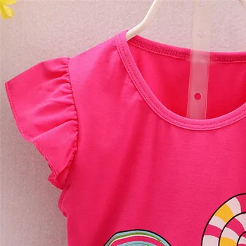 2VNT, Vaikams, Kombinezonas Mergaitėms, Print T-Shirt Gėlių Šortai Rinkinys Kūdikių Mergaičių Komplektus Lolly T-shirt Viršūnes+Trumpas Kelnes Drabužių Rinkinys