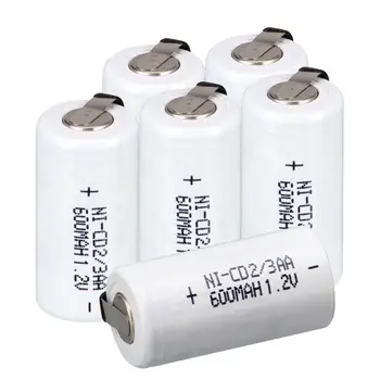 2~32PCS 1.2 v 600mAh ni-cd 2/3 aa įkraunamos baterijos 1.2 v nicd baterijas, įkraunamas baterijas, balta