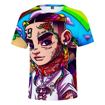 3 Iki 14 Metų Vaikų Marškinėliai 6ix9ine 3D Full Print T-marškinėliai Berniukams, Mergaitėms Reperis Tekashi69 Marškinėlius Hip-Hop T Shirts, Vaikų Drabužiai