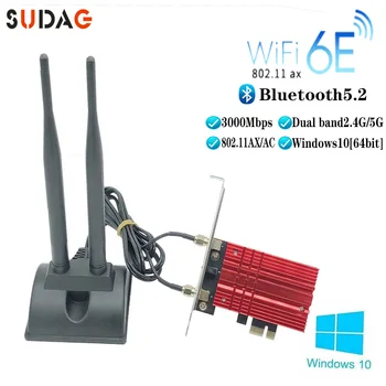 3000Mbps WiFi6E Intel AX210 Bluetooth 5.2 Dual Band 2.4 G/5 ghz WiFi Kortelės 802.11 AX/AC PCI Express Belaidžio Tinklo Kortelė, Adapteris PC