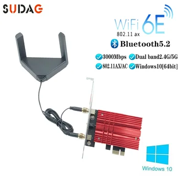 3000Mbps WiFi6E Intel AX210 Bluetooth 5.2 Dual Band 2.4 G/5 ghz WiFi Kortelės 802.11 AX/AC PCI Express Belaidžio Tinklo Kortelė, Adapteris PC