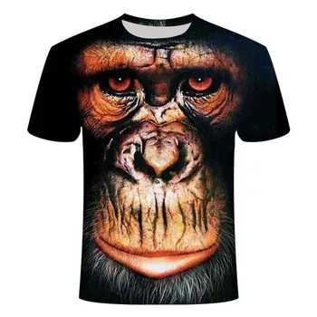 3D asmenybės trimatis juokinga orangutan beždžionių gyvūnų trumparankoviai vyrų juokinga plius dydis t-shirt spausdinimas klaidingą drabužiai