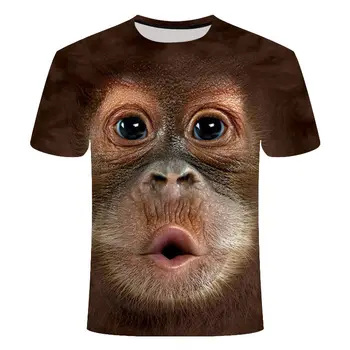 3D asmenybės trimatis juokinga orangutan beždžionių gyvūnų trumparankoviai vyrų juokinga plius dydis t-shirt spausdinimas klaidingą drabužiai