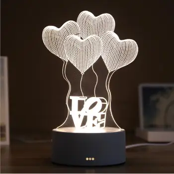 3D Dervos Naktį Šviesos diodų (LED Stalo Lempa Mielas Lokys MEILĖS Pilis Lentelė, Šviesos, ABS+Derva Multi-dizaino Dovanų Lempos Vaikų Miegamasis