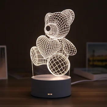 3D Dervos Naktį Šviesos diodų (LED Stalo Lempa Mielas Lokys MEILĖS Pilis Lentelė, Šviesos, ABS+Derva Multi-dizaino Dovanų Lempos Vaikų Miegamasis