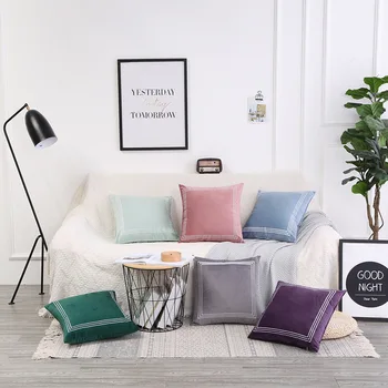 45X45cm vientisa spalva tamsiai žalios spalvos/pilka/violetinė/sidabrinė/pupelių rožinės spalvos aksomo pagalvėlės dangtis išsiuvinėti užvalkalas sofos pagalvę padengti