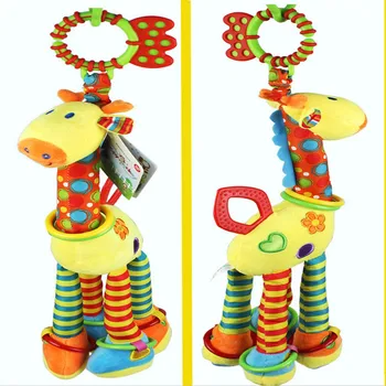 (46cm)Pliušinis Kūdikiams, Žaislai, Minkšti, Žirafa Gyvūninės Handbells Kūdikių Vystymosi Mielą Naujagimį Barškučių Prabangus Vežimėlis Lova Varpai Handbell
