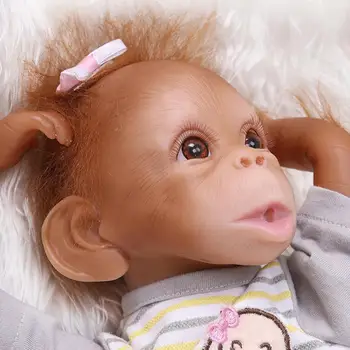 47cm Beždžionė Naujagimio Žaislas Minkštas Silikagelio Rankų darbo Išsamius Dažų Reborn Baby Doll Su maitinimo Buteliuko Žindukas