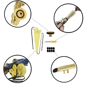 4pcs Saksofonas Rinkinys Dantų Mygtukai+3D Švariu Tamponu+Mute+Kandiklį Šepetys Alto Tenoras Soprano Sax Klarneto Muzikos Instrumentas