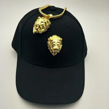 5 Skydelio Dangtelis Metalo Liūto Galva Skrybėlės Reguliuojamas Hip-Hop Butas Kraštais Beisbolo Kepuraitę Medvilnės Snapback Juoda Streetwear Hip-Hop Kepurės