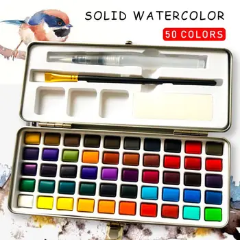 50 Spalvų Kieto Akvarelės Dažų Pigmentas Nustatyti Nešiojamų Pradedantiesiems Piešimo Meno Dropshipping