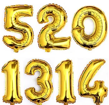 50pcs/daug 40 colių 0-9 aukso/sidabro folija skaičius balionus, gimtadienio, vestuvių šalis dekoro helio pripučiamas balionas žaislai