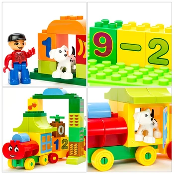 50pcs Didelis Dydis Statybinių Blokų Skaičius Traukinio Blokuoti Traukinio Numeris Plytų Suderinama Duploed Švietimo Baby City, Žaislų Vaikams