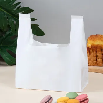 50pcs Kepimo Skrudinta Duona, Pyragas Pakuotės Balti Vienkartiniai Plastikiniai Takeaway Maisto Nešiojamų Pakavimo Krepšiai