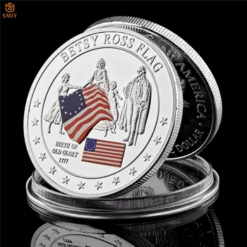 5vnt JAV Vėliava Betsy Ross Iššūkis Šlovės Gimimo Šimtmečio Sidabro Padengtą Iššūkis Proginių Monetų Kolekcija