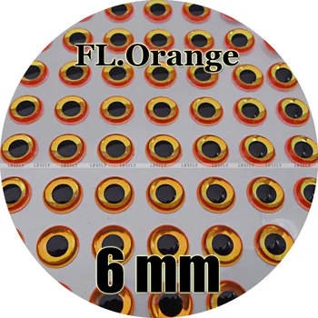 6mm 3D Liuminescencinės Neon Orange / Didmeninė 450 Minkštas Formuoti 3D Holografinio Žuvies Akis, Skristi Susiejimas, Konduktorius, Suvilioti
