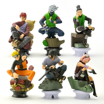 6pcs/Daug 9.5 cm Naruto Šachmatų figūrėlių, Naujas Sasuke Ninja Shippuden Uzumaki Hinata Madara Kakashi Modelis Žaislas