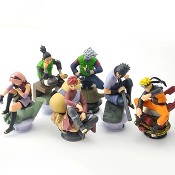 6pcs/Daug 9.5 cm Naruto Šachmatų figūrėlių, Naujas Sasuke Ninja Shippuden Uzumaki Hinata Madara Kakashi Modelis Žaislas