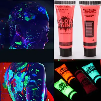 7 Vnt 25ml Švyti UV Lempos Šviesos Veido Kūno Dažai Neon Liuminescencinės Pigment pigmentas milteliai M0XB