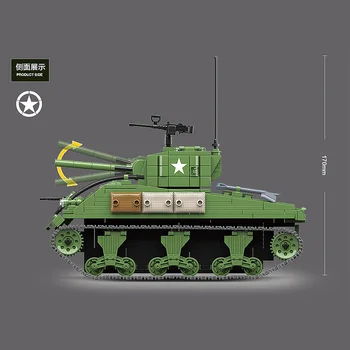 726PCS JAV Karinių M4A1 Sherman Tankas Blokai Karinės WW2 Bakas Pareigūnas Kareivio Ginklas Armijos Plytas, Vaikams, Žaislai vaikams