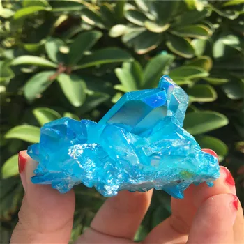 73g Gamtos aišku, mėlyna kvarco kristalo taško gydymo retųjų mineralų