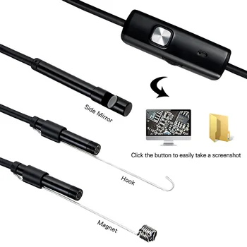 7MM Endoskopą Kamera 2 in 1 USB Mini Kameros IP67 atsparus Vandeniui 6 LED Borescope Tikrinimo Automobilių Tikrinimo Kamera, Skirta 