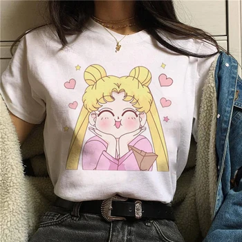 90s korėjos Stiliaus Marškinėlius Grafinis Estetinės Viršuje Tees Moterų Sailor Moon Juokingas Animacinių filmų Marškinėliai Moterims Harajuku Ullzang Anime T-shirt