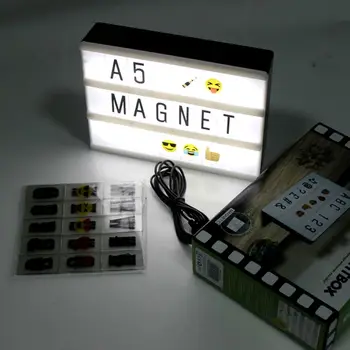 A5 Dydžio Mini Magnetinio 7 Spalvų Keitimas Kino Nakties Šviesos diodų (LED) Pranešimų Dėžutė Su 90 Raidžių Skaičius Simboliai Nuotolinio Valdymo