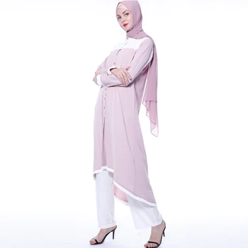 Abaja Turkijos Dubajus Hijab Musulmonų Suknelė Abayas Moterų Viršūnės Ir Kelnės Nustatyti Caftan Malda Islame Drabužių Omanas Maroko Kaftan
