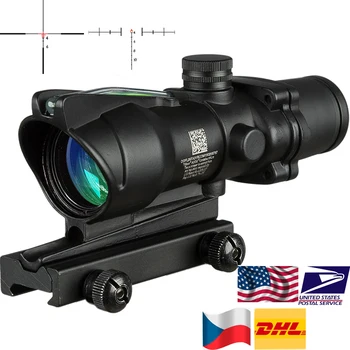 ACOG 4X32 Ląstelienos Šaltinis Raudonai Apšviestas Sritis juoda spalva Taktinis Medžioklės Riflescope